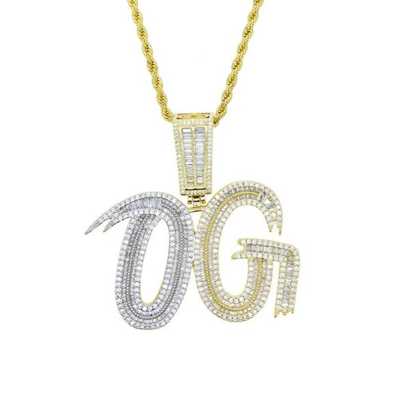 New Drop! Iced Out Bling Baguette CZ Cursive Letters OG - Picture 4 of 7